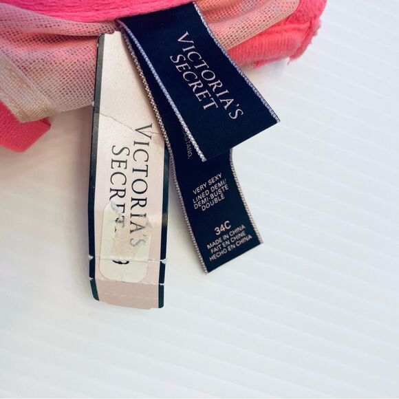 Victoria’s Secret Very Sexy Long Line Demi Bra Size 34C Pink NEW - Picture 8 of 10